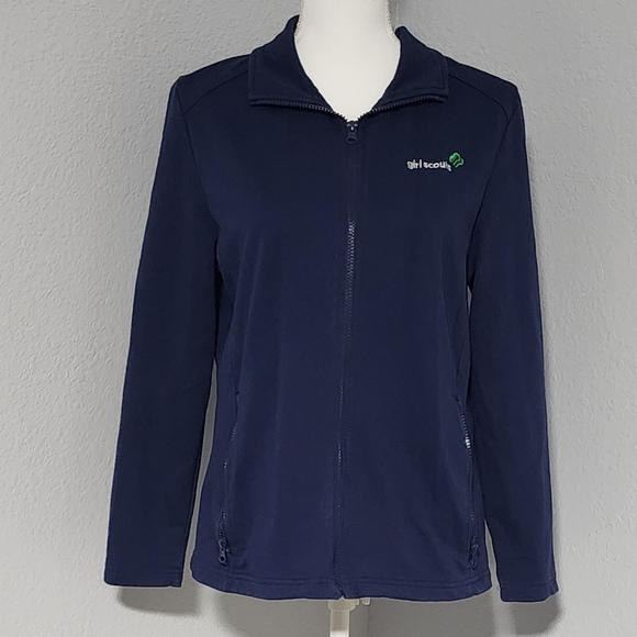 Official Girl Scouts Full Zip Navy Blue Sweater Size Small - Picture 1 of 9